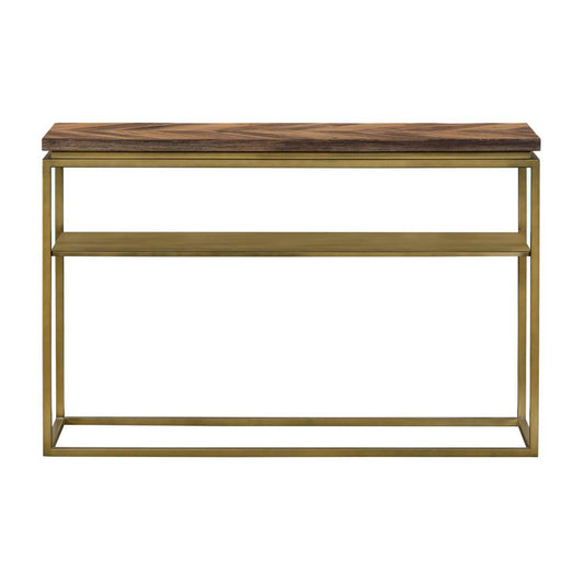 45 Inch Wooden And Metal Console Table, Brown And Brass By Benzara | Console Tables |  Modishstore 