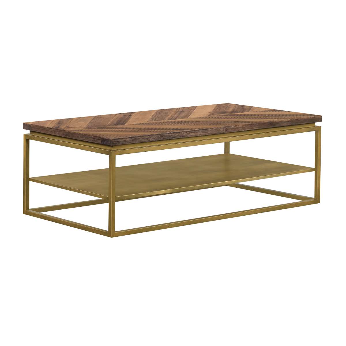 46 Inch Wooden And Metal Coffee Table, Brown And Brass By Benzara | Coffee Tables |  Modishstore  - 4