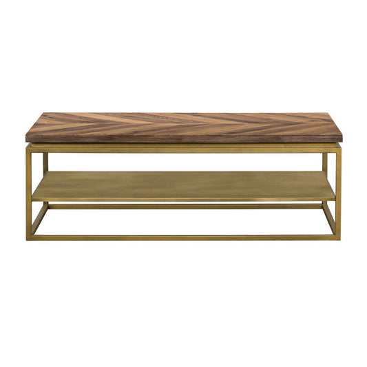 46 Inch Wooden And Metal Coffee Table, Brown And Brass By Benzara | Coffee Tables |  Modishstore 