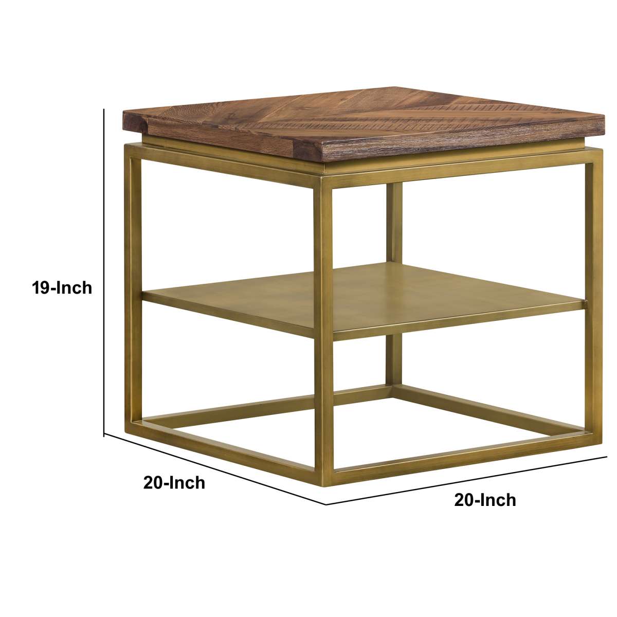 20 Inch Wooden And Metal Side Table, Brown And Brass By Benzara | Side Tables |  Modishstore  - 2