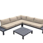 4 Piece Metal And Fabric Outdoor Sectional, Gray And Beige By Benzara | Outdoor Sofas, Loveseats & Sectionals |  Modishstore 