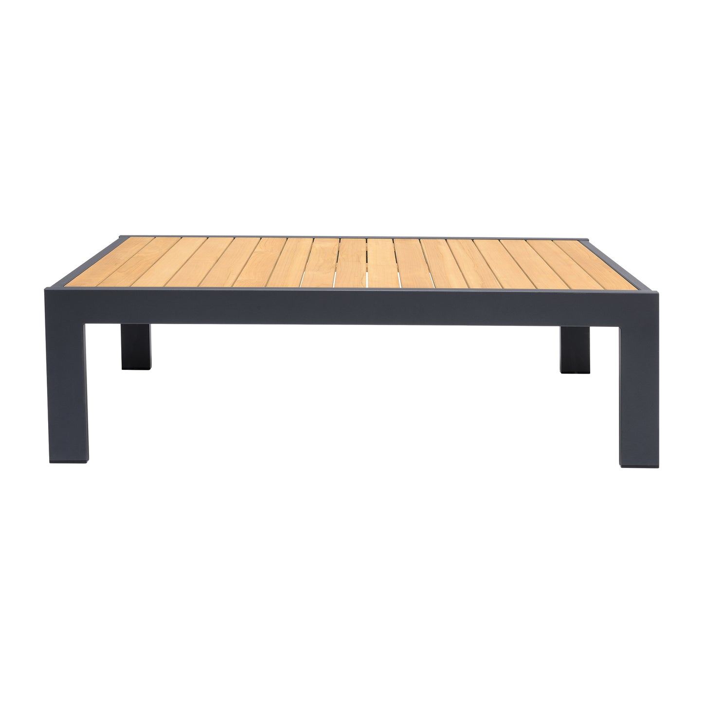 56 Inches Slat Top Aluminum Coffee Table Brown And Gray By Benzara | Coffee Tables | Modishstore - 2