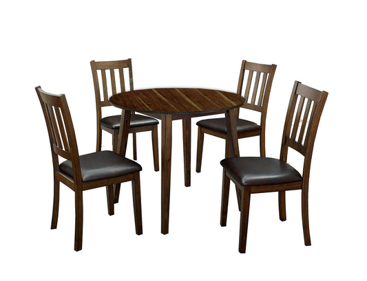 Wooden Dining Table With Ladder Back Style Chairs Set Of 5 Brown By Benzara | Dining Tables | Modishstore