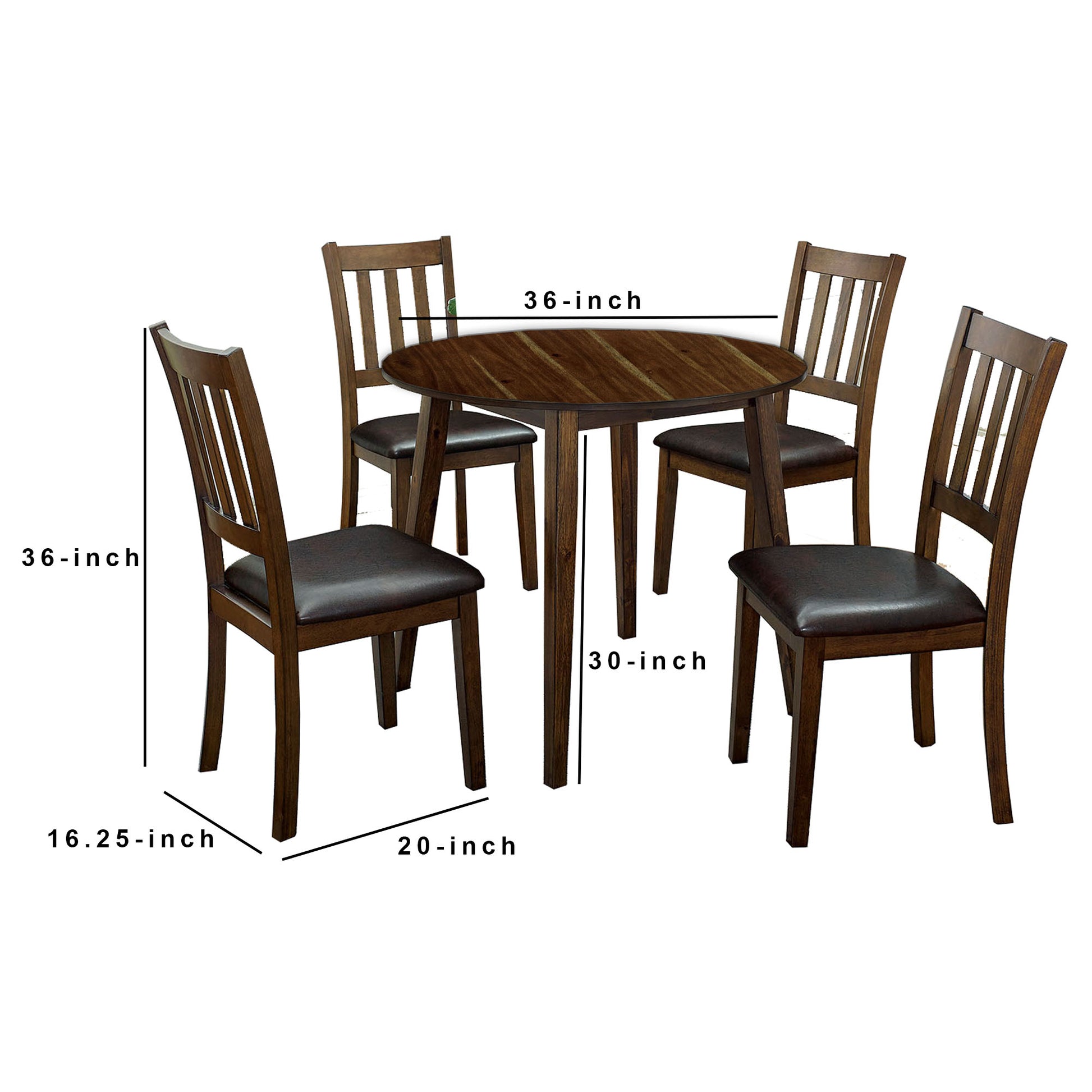 Wooden Dining Table With Ladder Back Style Chairs Set Of 5 Brown By Benzara | Dining Tables | Modishstore - 2