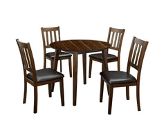 Wooden Dining Table With Ladder Back Style Chairs Set Of 5 Brown By Benzara