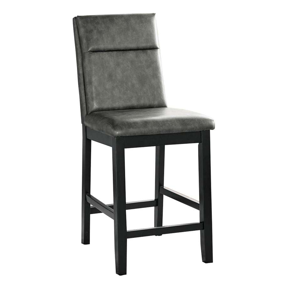 Wooden Counter Height Chairs With Padded Backrest, Set Of 2, Gray And Black By Benzara | Counter Chairs |  Modishstore 
