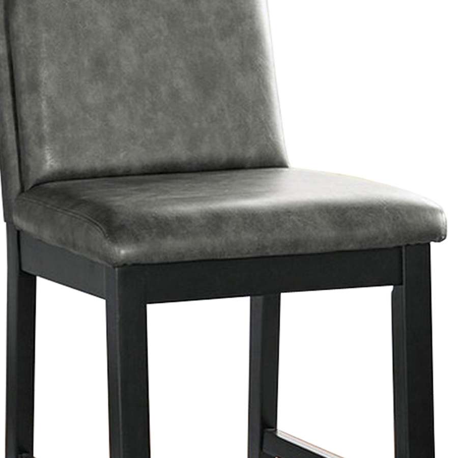 Wooden Counter Height Chairs With Padded Backrest, Set Of 2, Gray And Black By Benzara | Counter Chairs |  Modishstore  - 2
