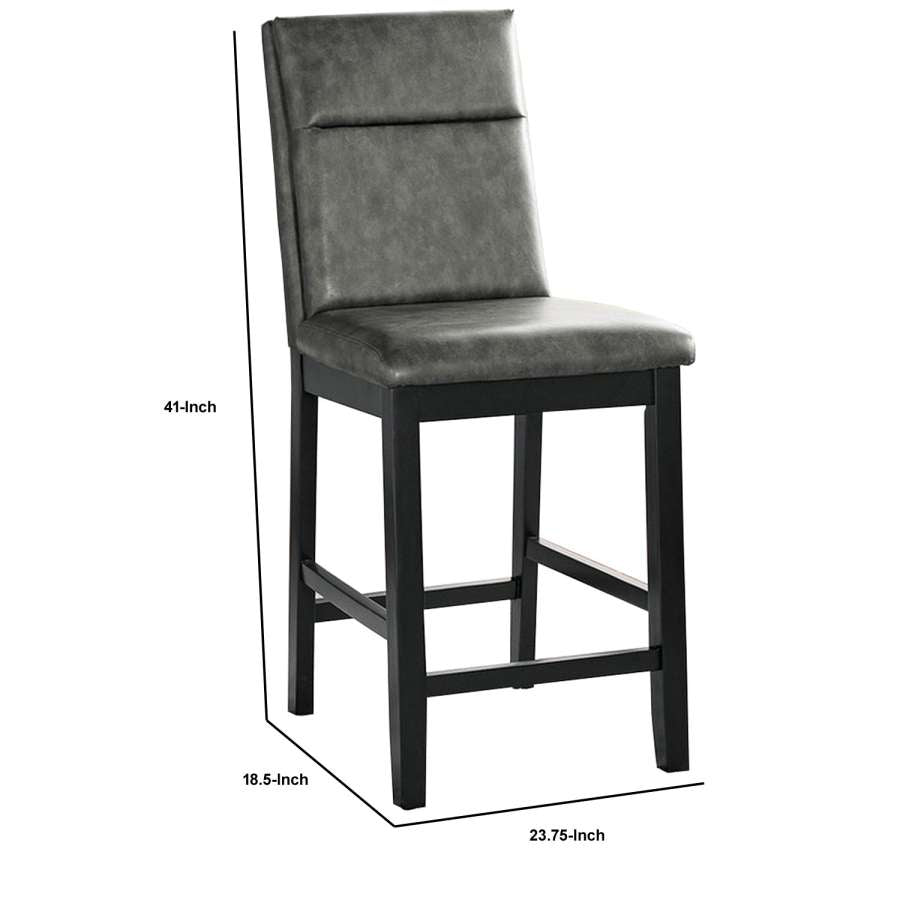 Wooden Counter Height Chairs With Padded Backrest, Set Of 2, Gray And Black By Benzara | Counter Chairs |  Modishstore  - 4