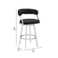26 Inch Curved Seat Leatherette Swivel Barstool Silver And Black By Benzara | Bar Stools & Tables | Modishstore - 5