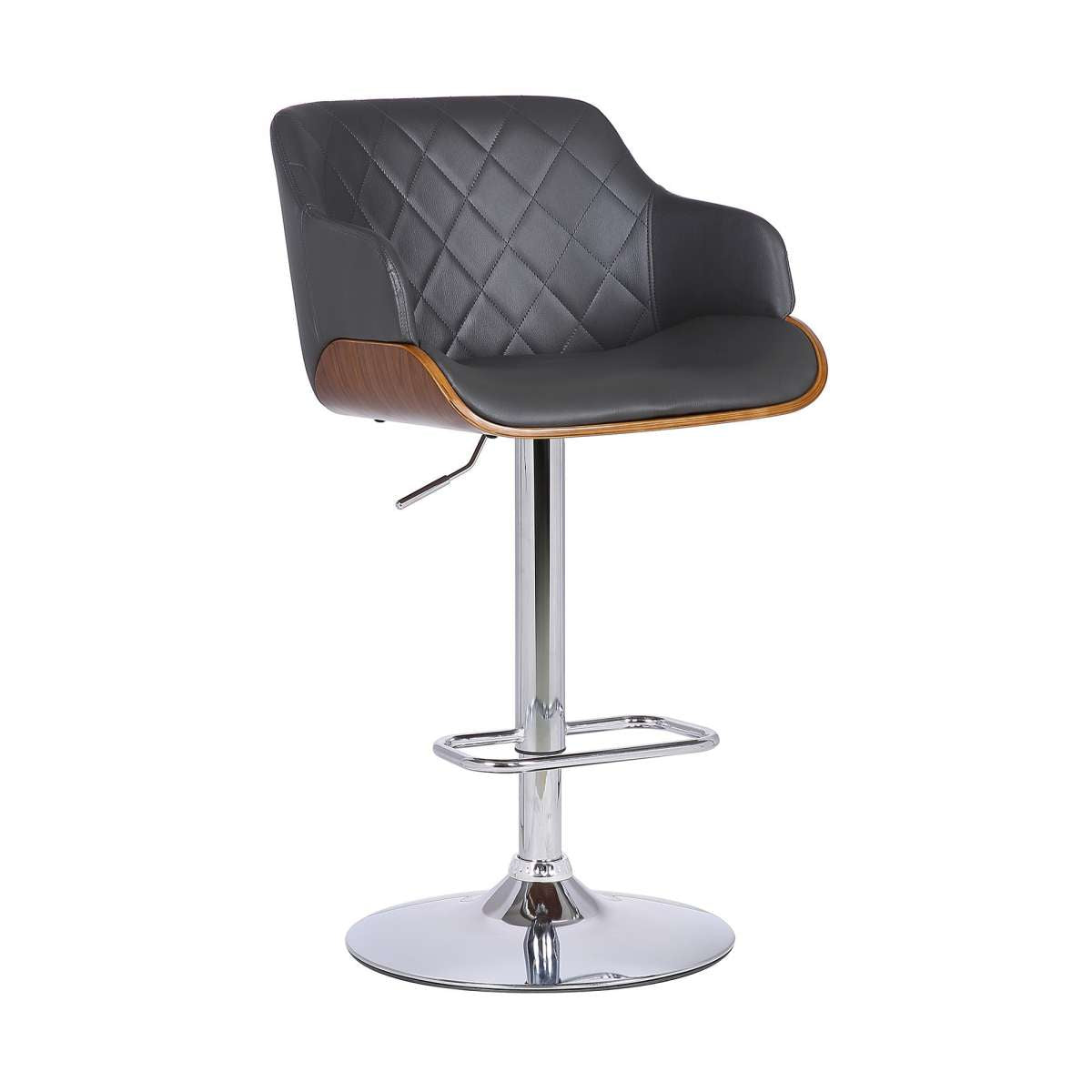 Faux Leather Swivel Adjustable Barstool With Metal Base, Gray By Benzara | Bar Stools |  Modishstore 