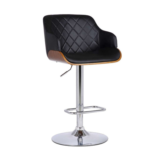 Faux Leather Swivel Adjustable Barstool With Metal Base, Black By Benzara | Bar Stools |  Modishstore 