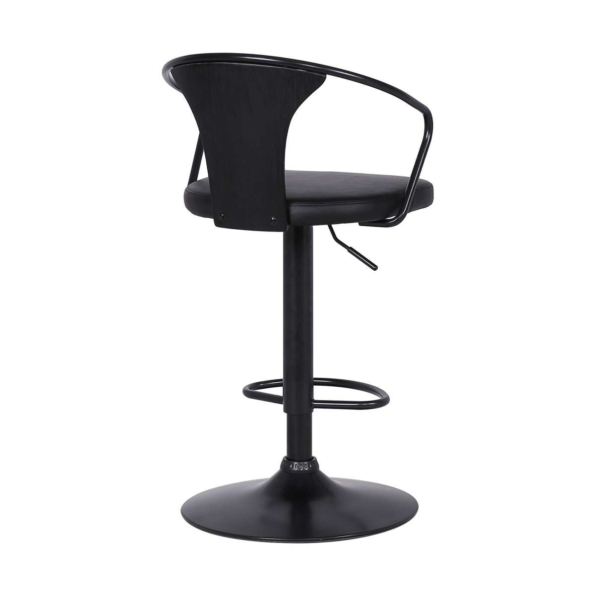 Adjustable Leatherette Swivel Barstool With Curved Back, Black By Benzara | Bar Stools |  Modishstore  - 5
