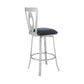 30 Inches Leatherette Barstool With Oval Cut Out, Silver By Benzara | Bar Stools |  Modishstore  - 5