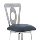 30 Inches Leatherette Barstool With Oval Cut Out, Silver By Benzara | Bar Stools |  Modishstore  - 3