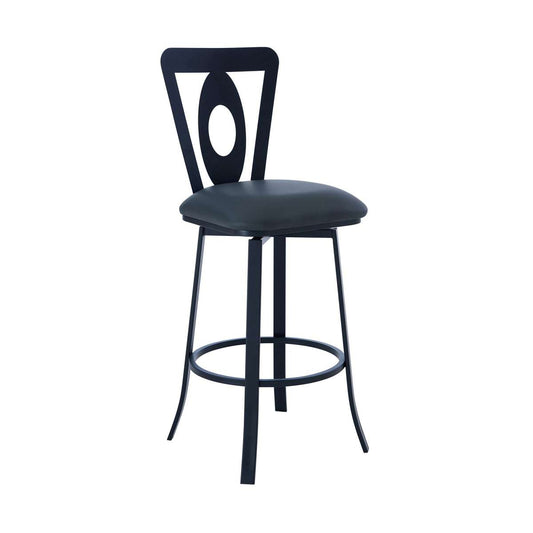 26 Inches Leatherette Counter Stool With Oval Cut Out, Black By Benzara | Counter Stools |  Modishstore 