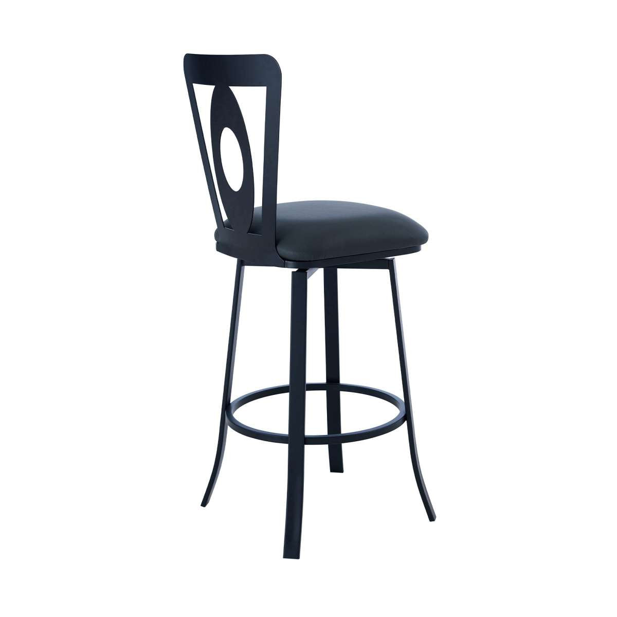 30 Inches Leatherette Barstool With Oval Cut Out, Black By Benzara | Bar Stools |  Modishstore  - 5