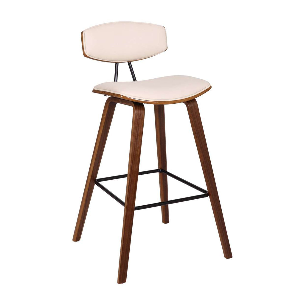 28.5 Inches Contoured Seat Leatherette Barstool, Cream By Benzara | Bar Stools |  Modishstore  - 2