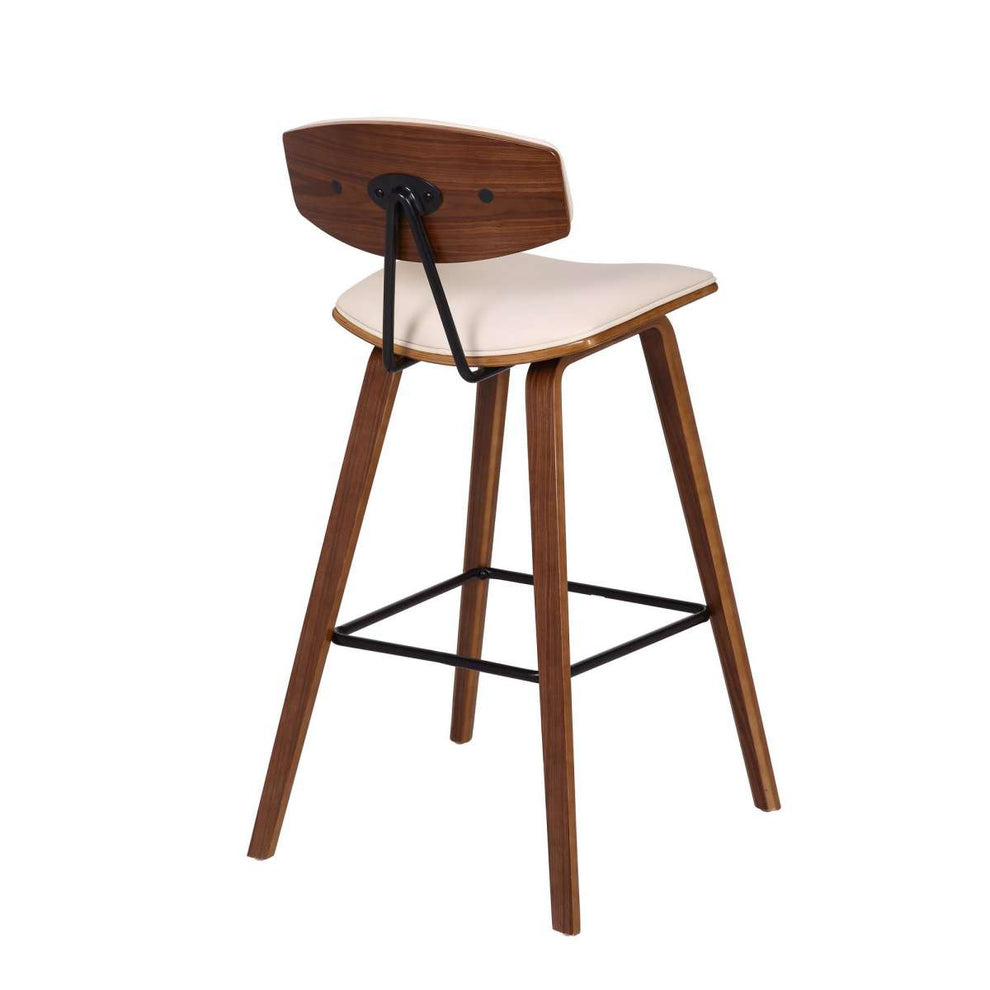 28.5 Inches Contoured Seat Leatherette Barstool, Cream By Benzara | Bar Stools |  Modishstore  - 4