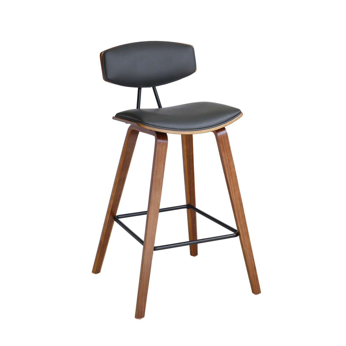 28.5 Inches Contoured Seat Leatherette Barstool, Brown By Benzara | Bar Stools |  Modishstore  - 4
