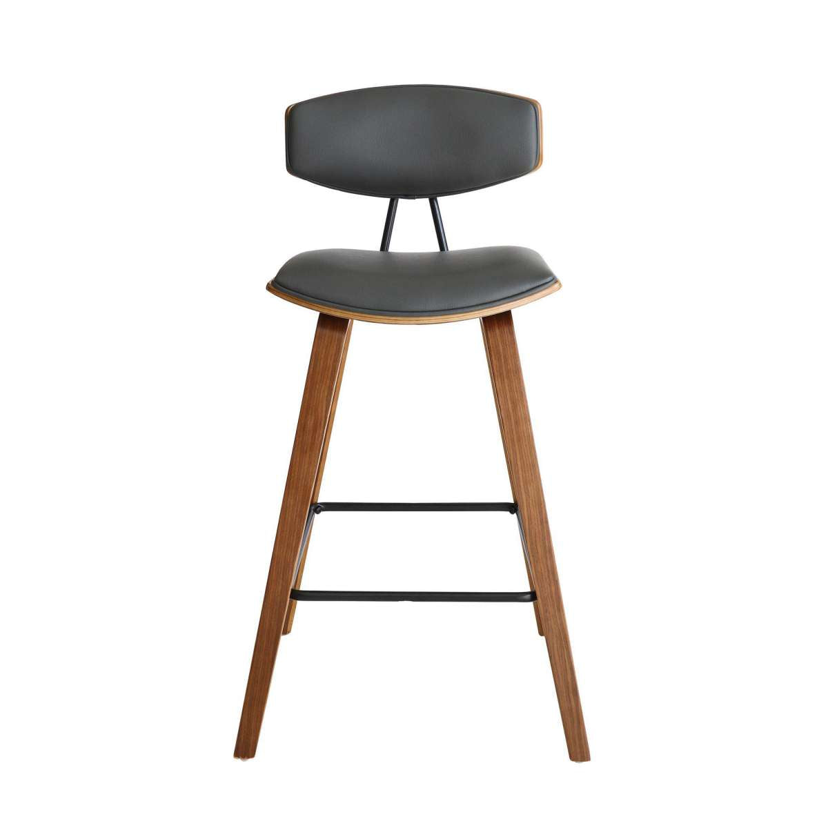 28.5 Inches Contoured Seat Leatherette Barstool, Brown By Benzara | Bar Stools |  Modishstore 