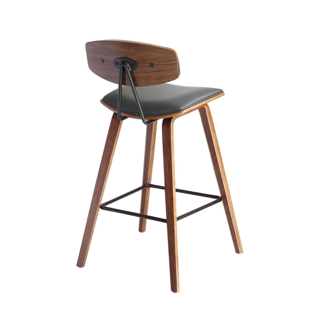 28.5 Inches Contoured Seat Leatherette Barstool, Brown By Benzara | Bar Stools |  Modishstore  - 3