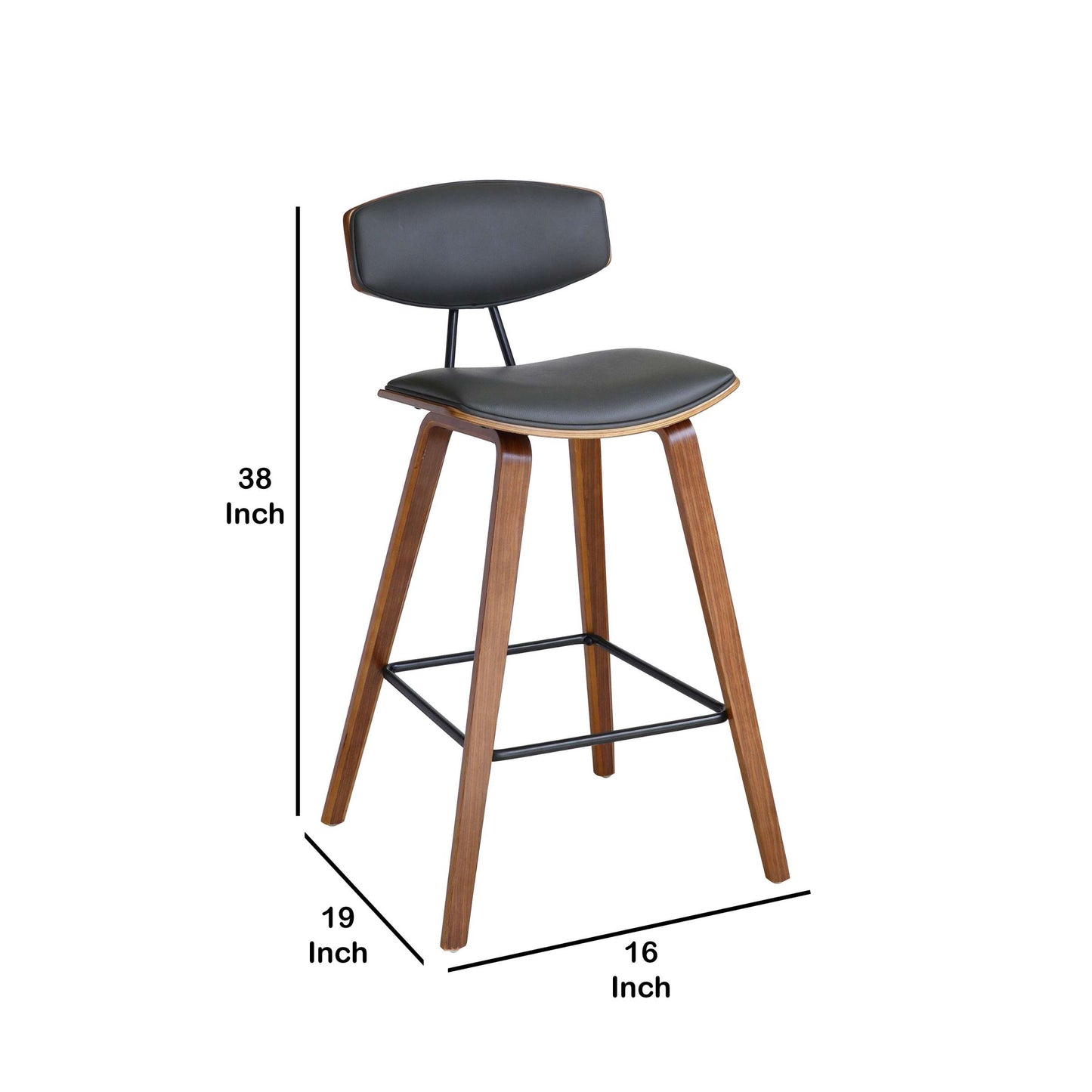 28.5 Inches Contoured Seat Leatherette Barstool, Brown By Benzara | Bar Stools |  Modishstore  - 2