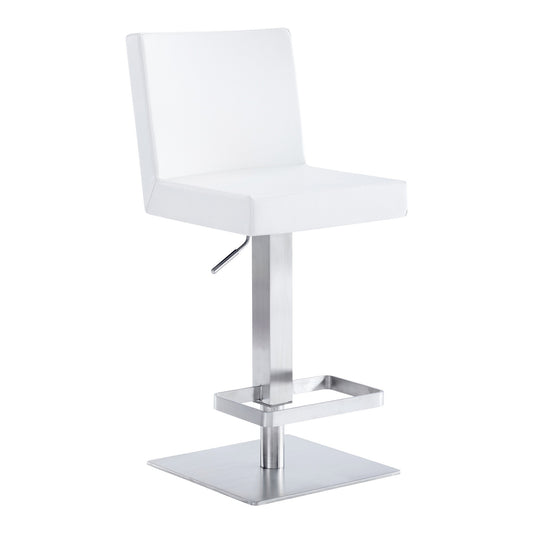 Leatherette Swivel Barstool With Adjustable Height White By Benzara | Bar Stools & Tables | Modishstore