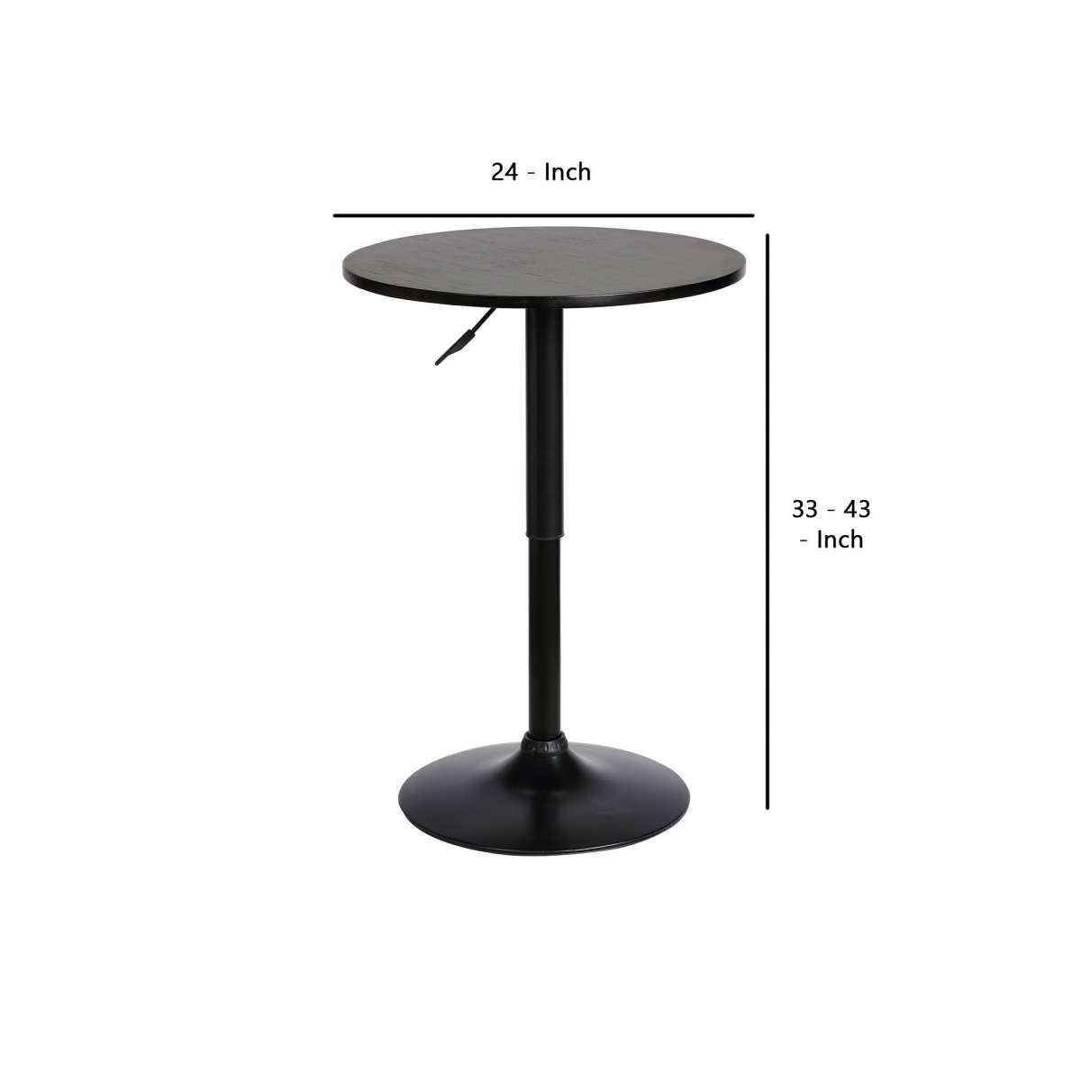24 Inches Round Adjustable Pub Table With Metal Base, Black By Benzara | Bar Stools |  Modishstore  - 2