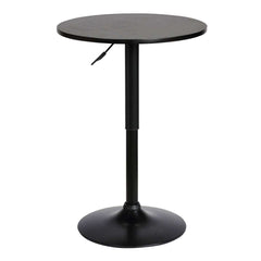 24 Inches Round Adjustable Pub Table With Metal Base, Black By Benzara