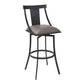 26 Inches Leatherette Counter Stool With Fiddle Back Gray By Benzara | Bar Stools & Tables | Modishstore