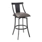 30 Inches Leatherette Barstool With Fiddle Back, Gray By Benzara | Bar Stools |  Modishstore 