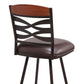 30 Inches Leatherette Barstool With Ornate Cut Outs, Brown By Benzara | Bar Stools |  Modishstore  - 2