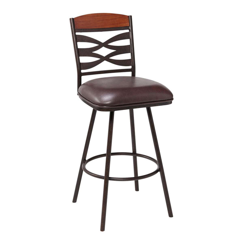 30 Inches Leatherette Barstool With Ornate Cut Outs, Brown By Benzara | Bar Stools |  Modishstore 