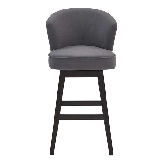 26 Inches Padded Swivel Counter Stool With Curved Backrest, Gray By Benzara | Counter Stools |  Modishstore 