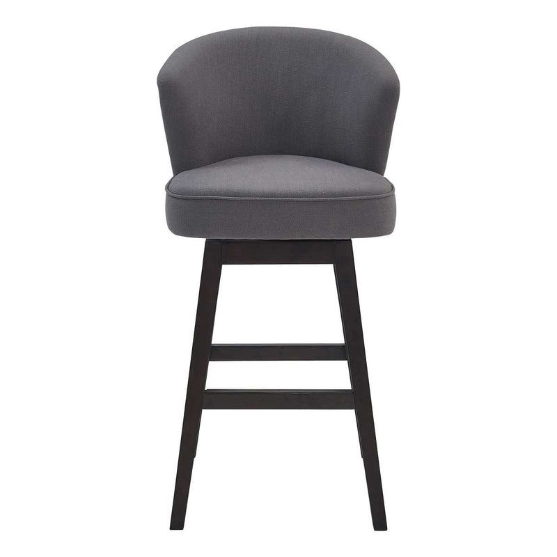 30 Inches Padded Swivel Barstool With Curved Backrest, Gray By Benzara | Bar Stools |  Modishstore 