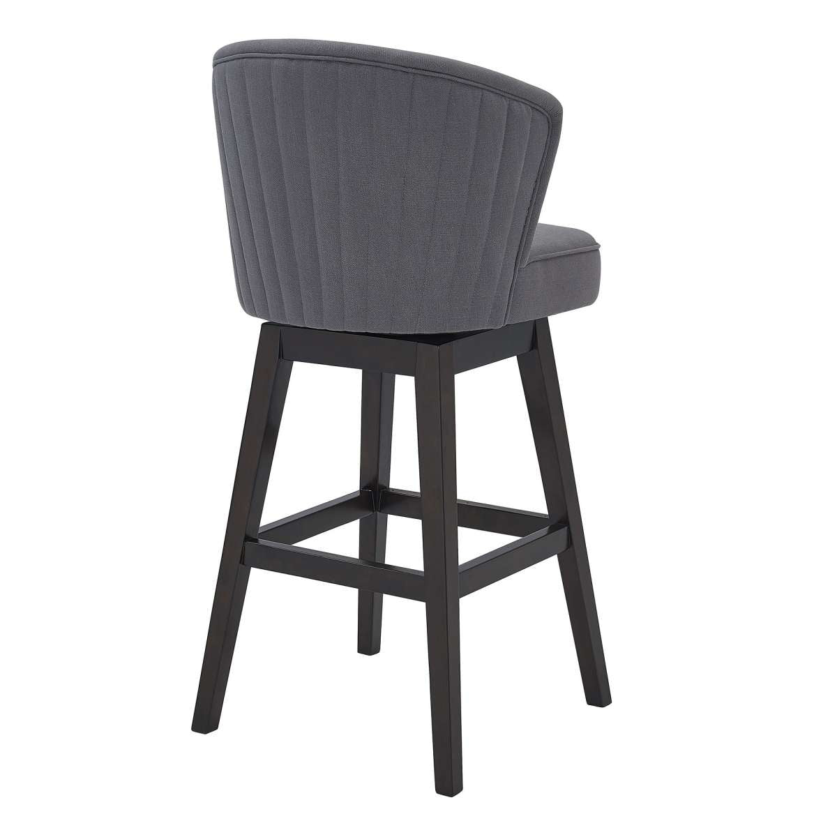 30 Inches Padded Swivel Barstool With Curved Backrest, Gray By Benzara | Bar Stools |  Modishstore  - 3