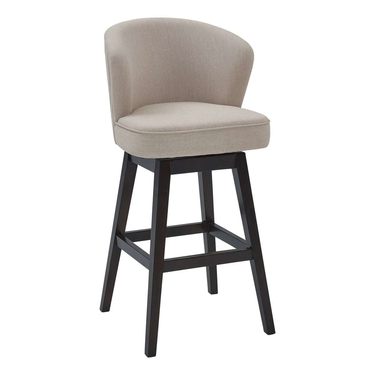 30 Inches Padded Swivel Barstool With Curved Backrest, Beige By Benzara | Bar Stools |  Modishstore  - 3