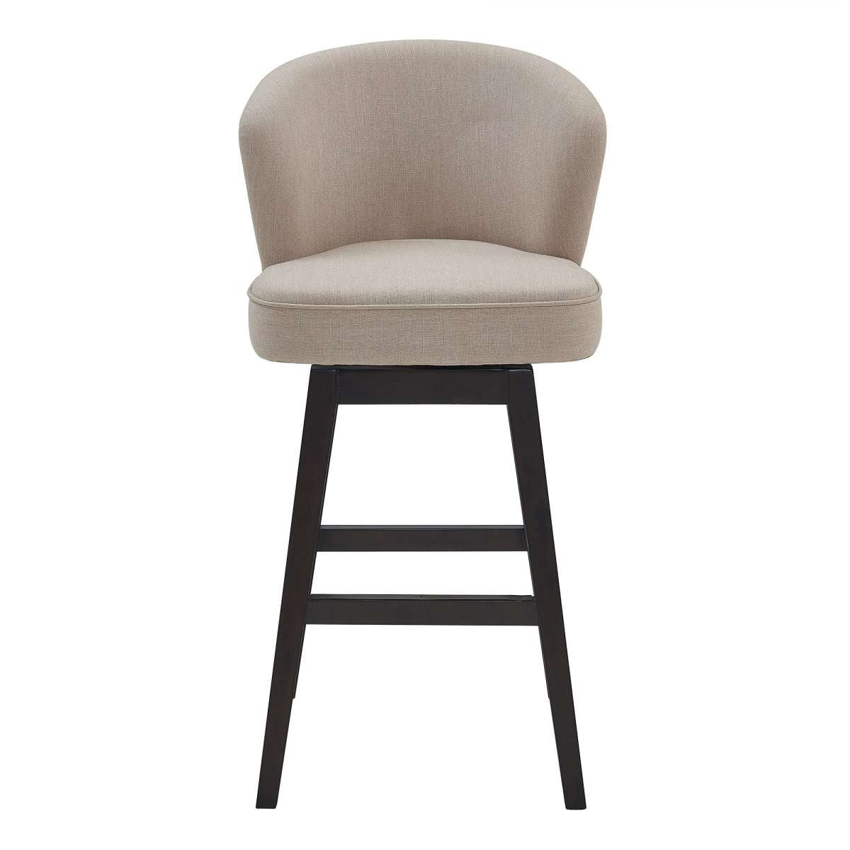 30 Inches Padded Swivel Barstool With Curved Backrest, Beige By Benzara | Bar Stools |  Modishstore  - 4