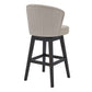 30 Inches Padded Swivel Barstool With Curved Backrest, Beige By Benzara | Bar Stools |  Modishstore  - 2