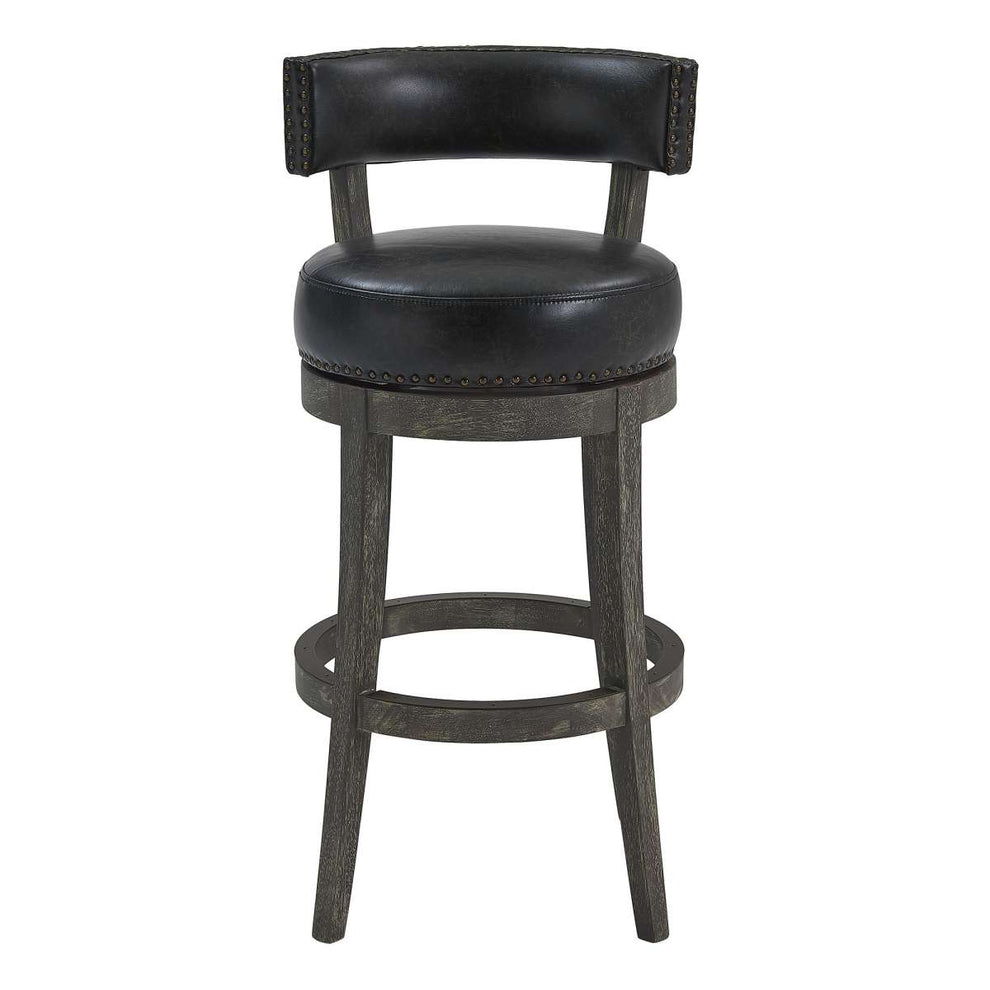 31 Inches Nailhead Trim Leatherette Swivel Barstool, Gray By Benzara | Bar Stools |  Modishstore  - 5