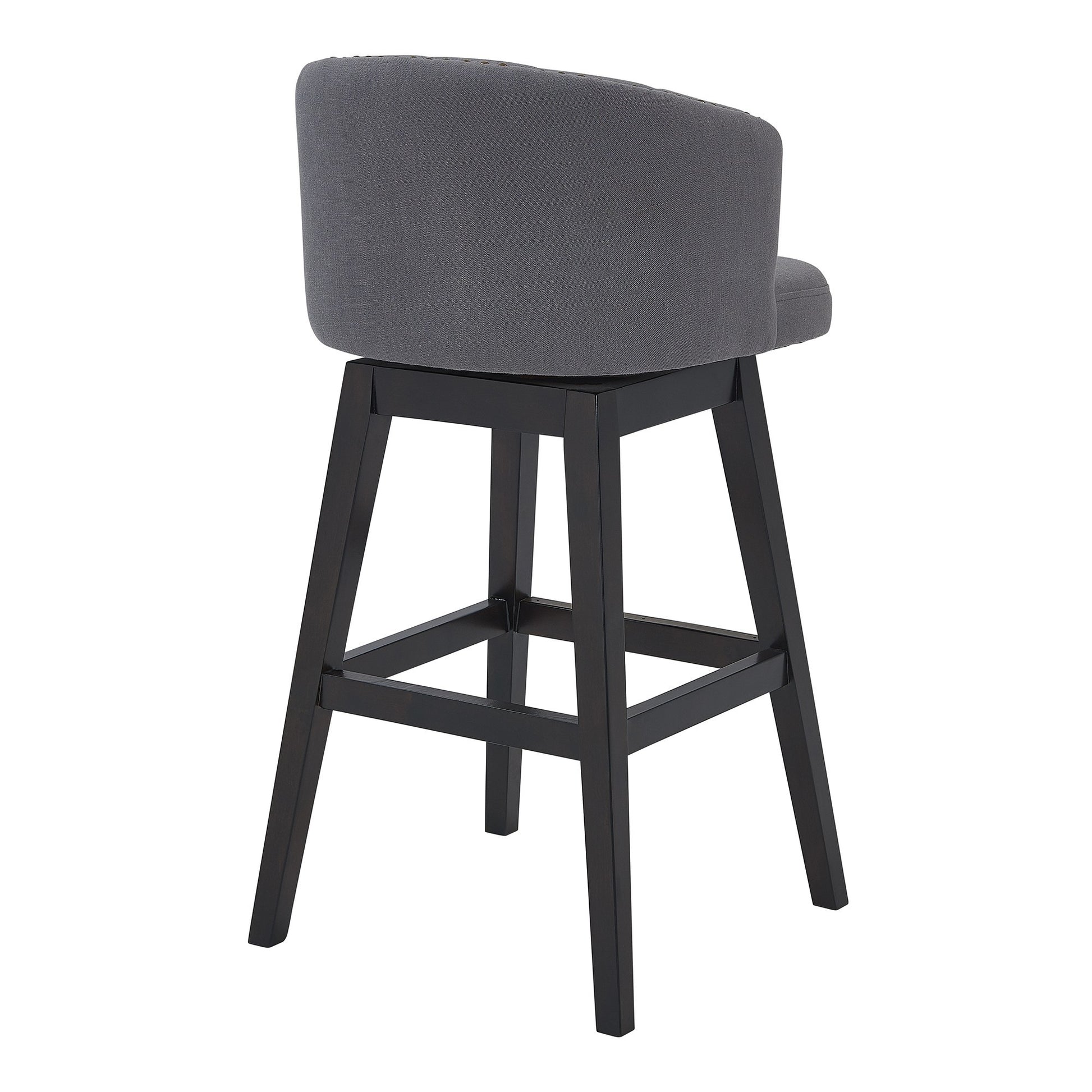 26 Inches Button Tufted Fabric Padded Swivel Counter Stool Gray By Benzara | Bar Stools & Tables | Modishstore - 3