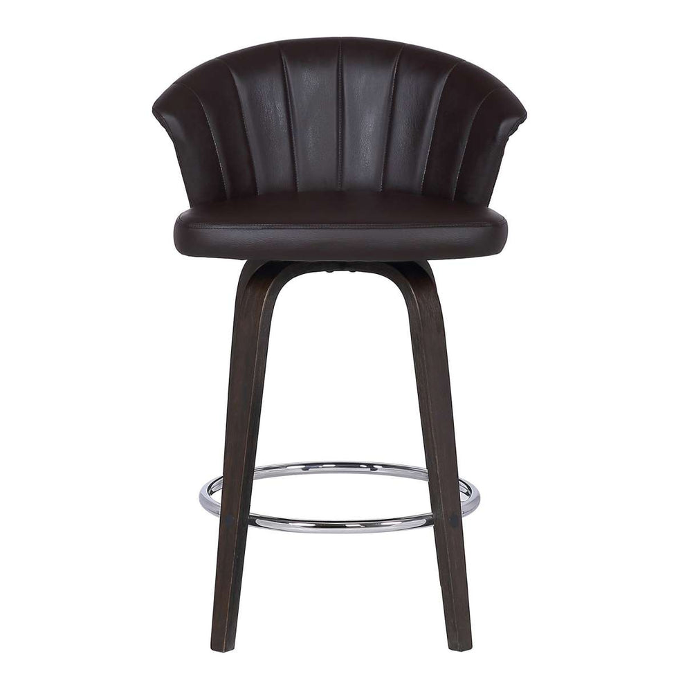30" Channel Stitched Faux Leather Barstool With Tapered Legs, Brown By Benzara | Bar Stools |  Modishstore  - 5