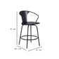 40" Industrial Metal Frame Barstool With Wooden Seat Black By Benzara | Bar Stools & Tables | Modishstore - 5
