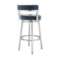 30 Inch Leatherette Counter Height Barstool, Silver And Blue By Benzara | Bar Stools |  Modishstore  - 4