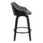 26 Inch Wooden And Leatherette Swivel Barstool Black And Gray By Benzara | Bar Stools & Tables | Modishstore - 2