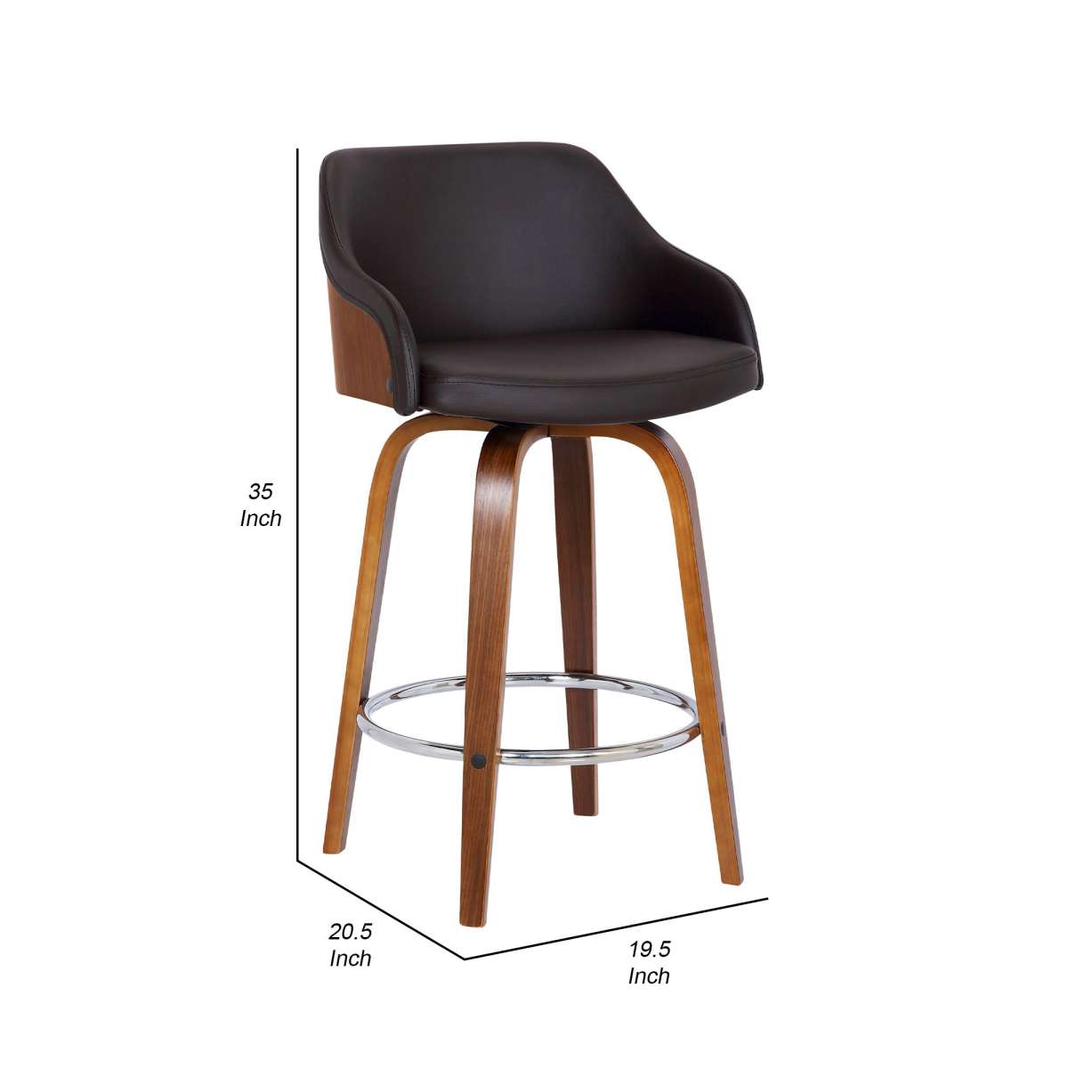 26 Inch Wooden And Leatherette Swivel Barstool, Brown By Benzara | Bar Stools |  Modishstore  - 2