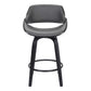 26 Inch Leatherette And Wooden Swivel Barstool, Black And Gray By Benzara | Bar Stools |  Modishstore  - 5