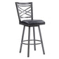 26  Inches Metal Cross Back Counter Barstool With Leatherette Seat, Gray By Benzara | Bar Stools |  Modishstore 