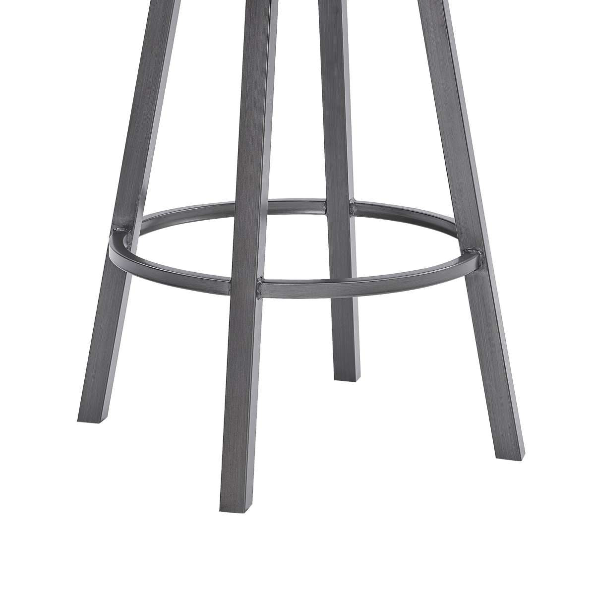 26  Inches Metal Cross Back Counter Barstool With Leatherette Seat, Gray By Benzara | Bar Stools |  Modishstore  - 3