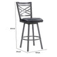 30 Inches Metal Cross Back Counter Barstool With Leatherette Seat, Gray By Benzara | Bar Stools |  Modishstore  - 2
